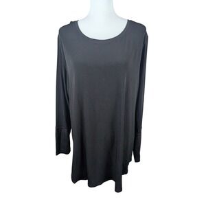 Nygard Women's‎ Black Long Sleeve Blouse Top Soft Travel Wrap Back Detail Large